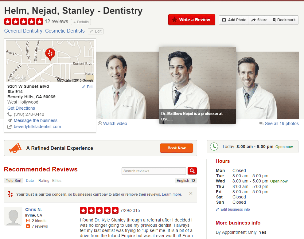 Beverly Hills Cosmetic Dentist Yelp Reviews