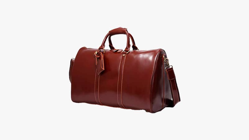 Leathario Mens Genuine Leather Overnight Duffel