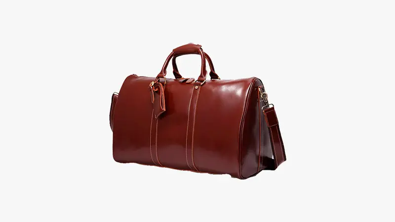 Round Brown Checkered Overnight Duffle