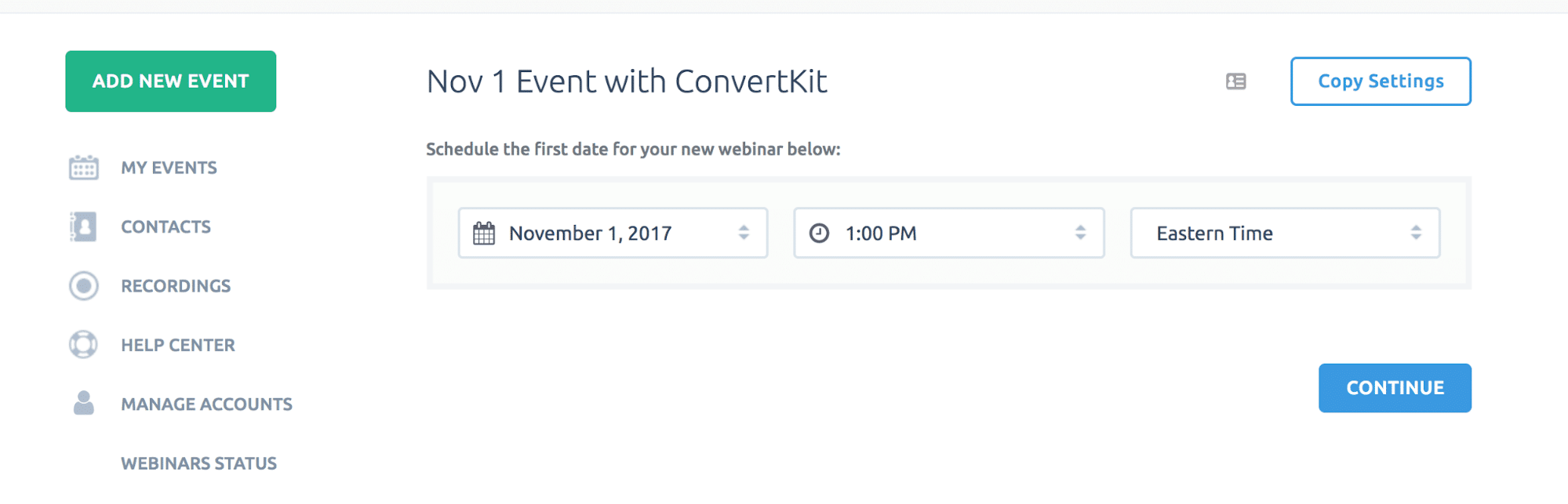 Adding an event on ConvertKit