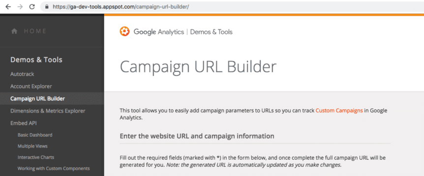 Campaign URL Builder Page