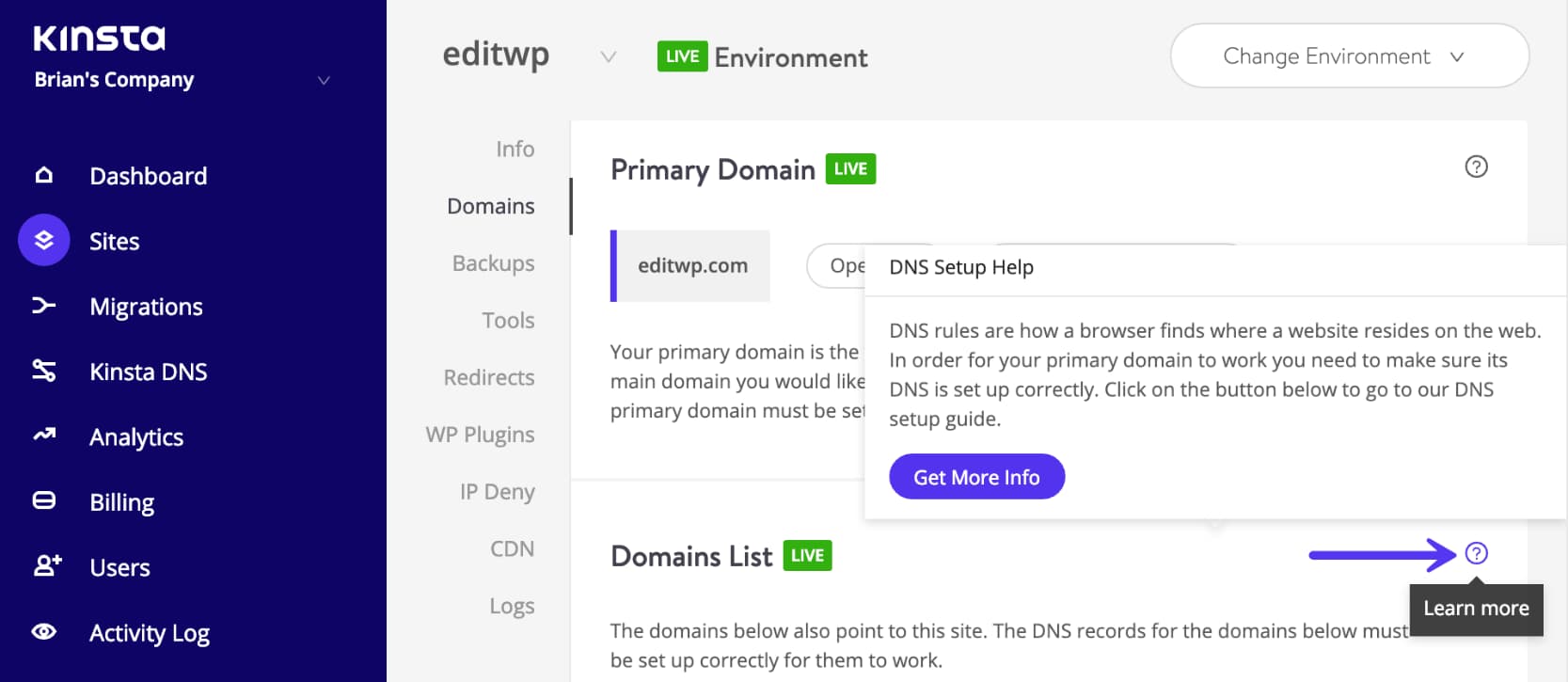 Managing domain