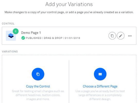 Picking a control page