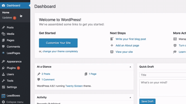 WordPress Dashboard