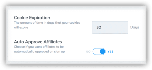 Auto approve affiliates button