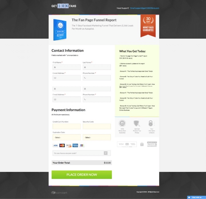 SamCart checkout page