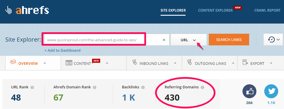 Quicksprout SEO Guide Ahrefs DR