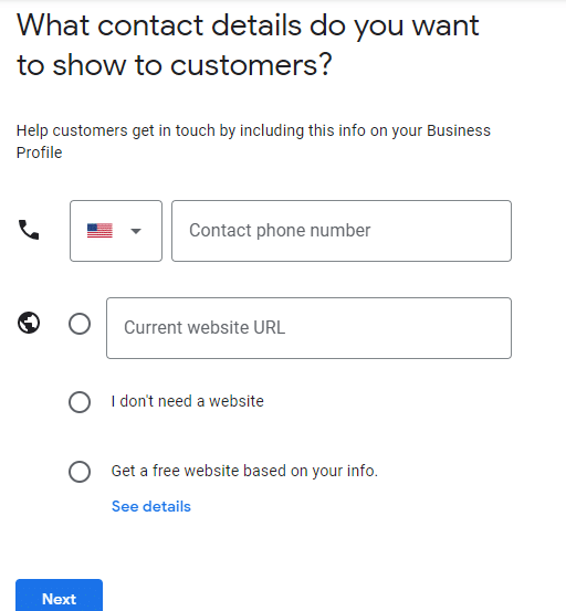 google my business contact