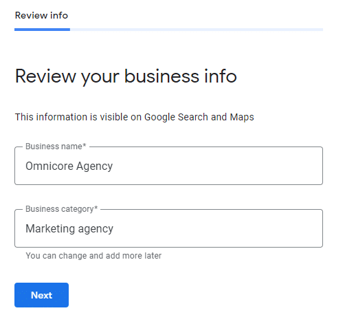 input google my business info