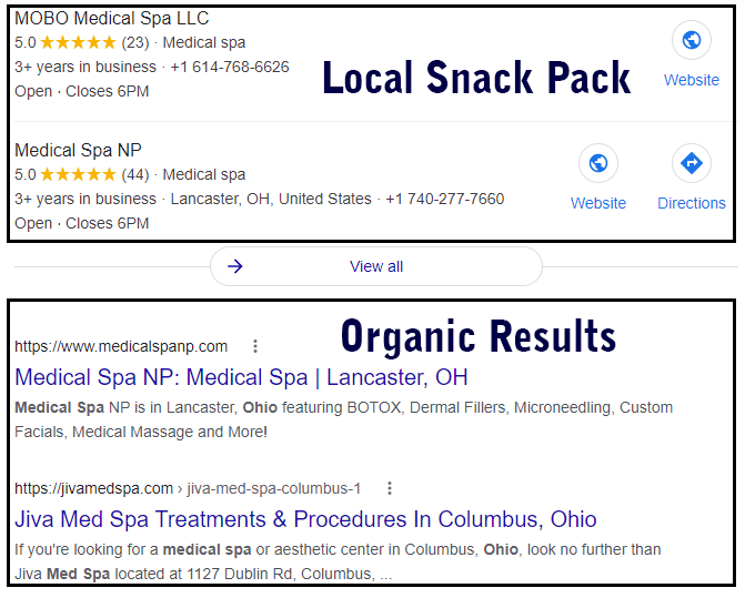 local organic search results