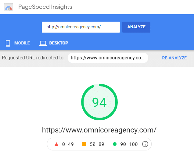 omnicoreagency pagespeed insights