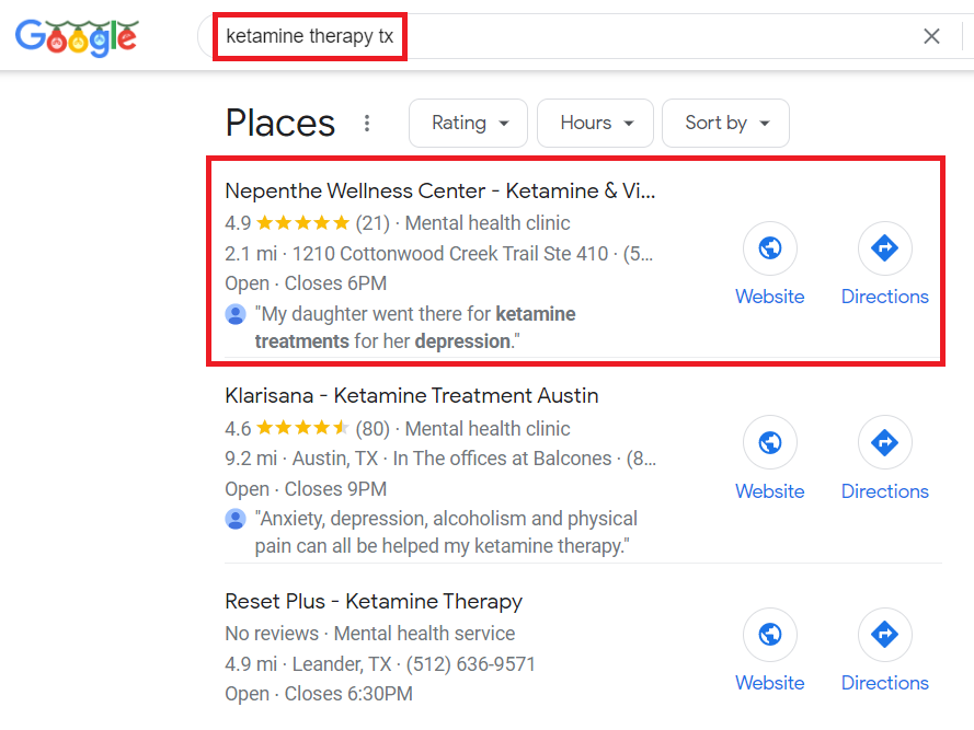 Nepenthe ranks # 1 on Google Maps