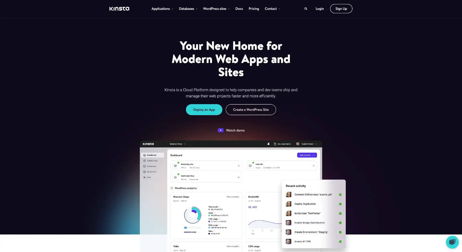 Kinsta is a Cloud Platform that offers Application, Database, and premium managed WordPress Hosting for everyone who's obsessing over performance. 