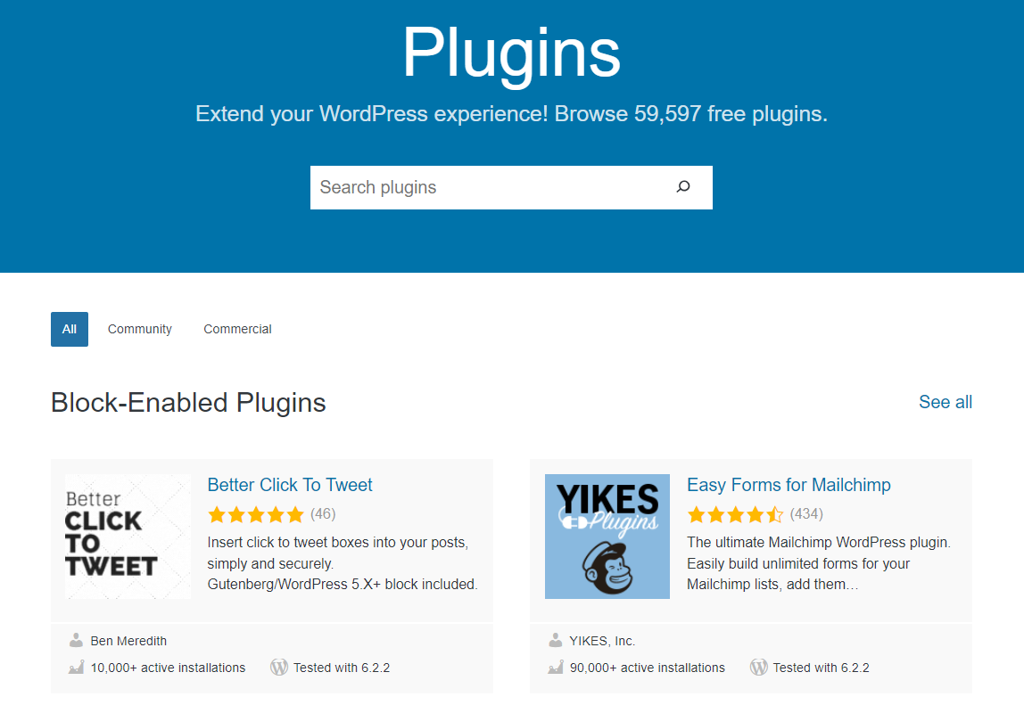 WordPress plugins library