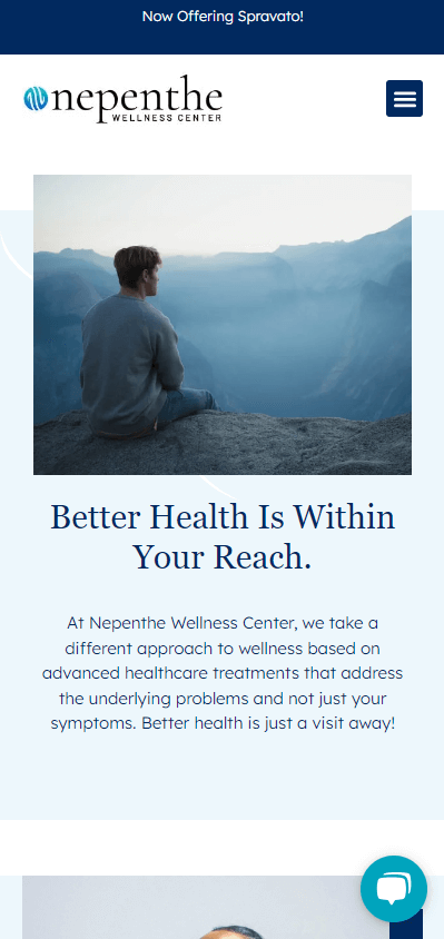 mobile view of website