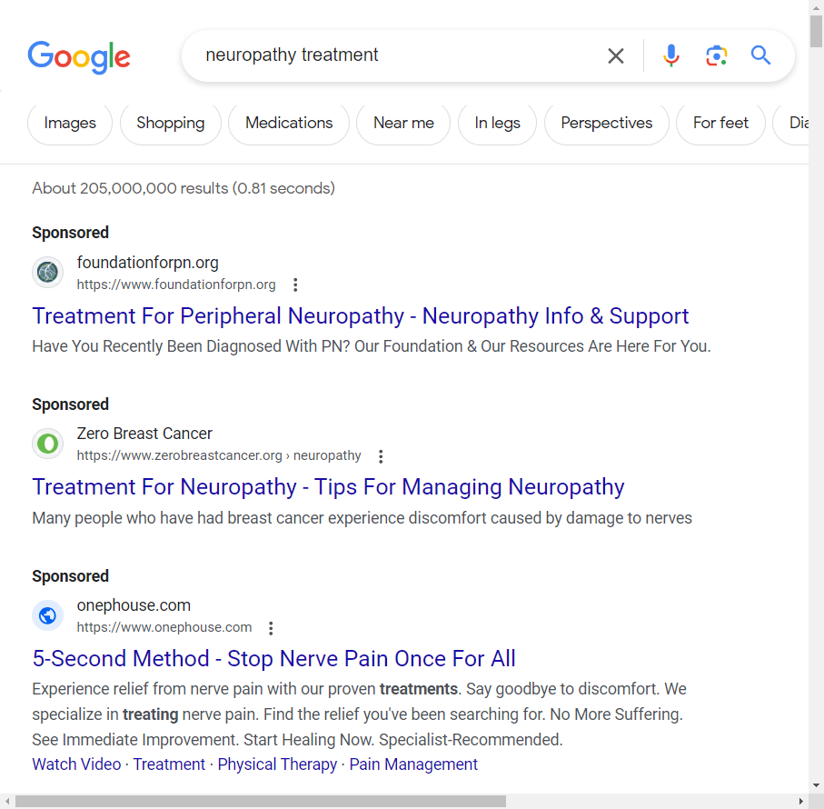 Neuropathy treatment Google search