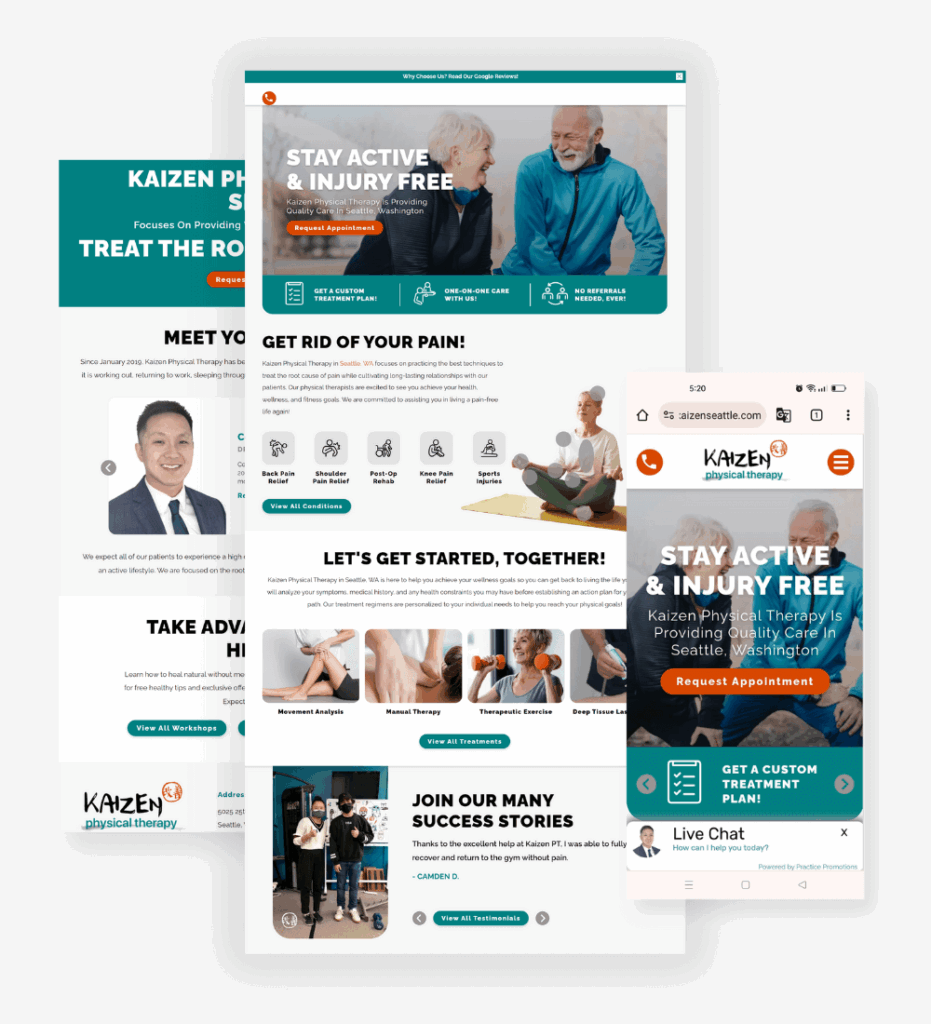 physical therapy website mockup