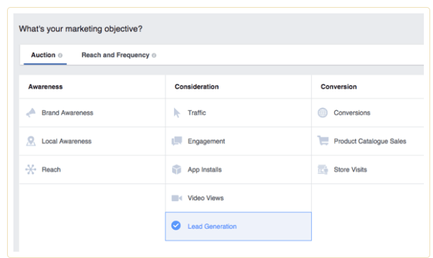 Choose The Lead Generation Objective