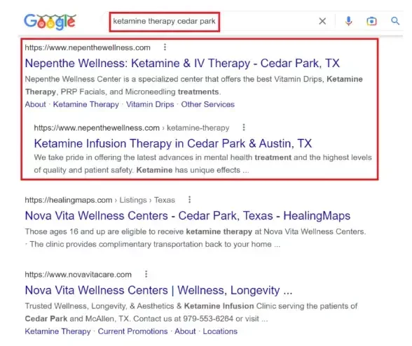 Nepenthe Wellness Clinic Through our result-driven digital marketing techniques, our client Nepenthe Wellness Clinic grew organic traffic by 533% in just 6 months and generated 50+ new patients