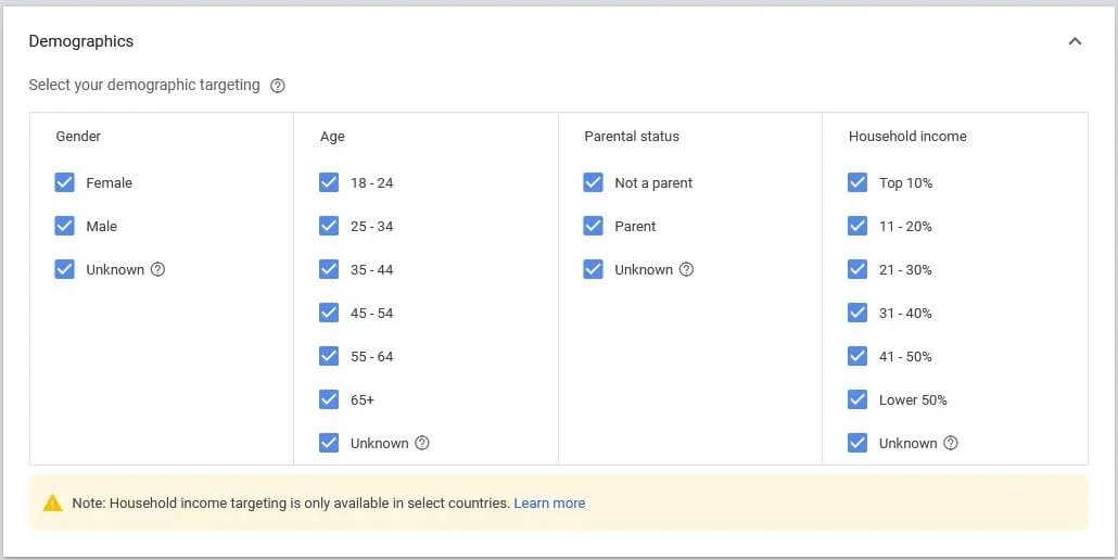 You can also target specific demographics, such as age and gender.